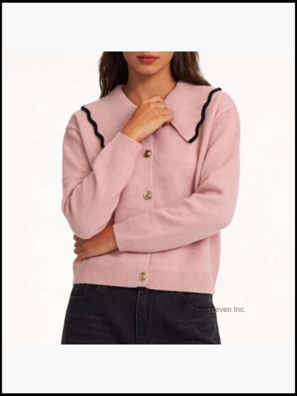 Soft Knit Button Front Cardigan with Ribbed Trim - Chunky - Picture 2 of 6